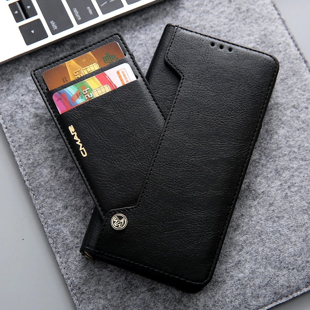 Luxury Black Leather Wallet Case Cover For Samsung Galaxy S9 S9 Plus Shockproof Flip Phone Bag Case With Credit Card Slot Coque