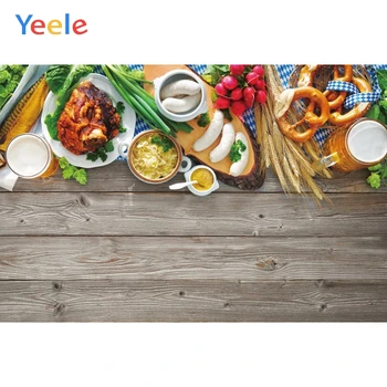 

Yeele Wooden Board Vegetable Beer Toast Food Portrait Photography Backgrounds Customized Photographic Backdrops for Photo Studio