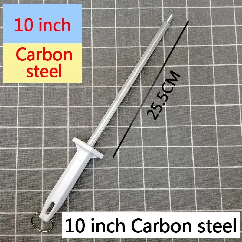 1 шт. качественная 10/12 дюймовая точилка для ножей из углеродистой стали, точильный стержень для поваров, кухонные ножи с пластиковой ручкой, точильные инструменты musat - Цвет: 10 inch carbon steel