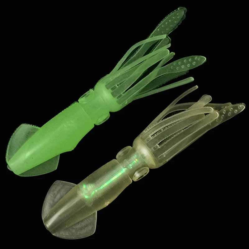 [50pcs] Soft Luminous Squid Lure Sea Trolling Soft Squid Bait Rubber