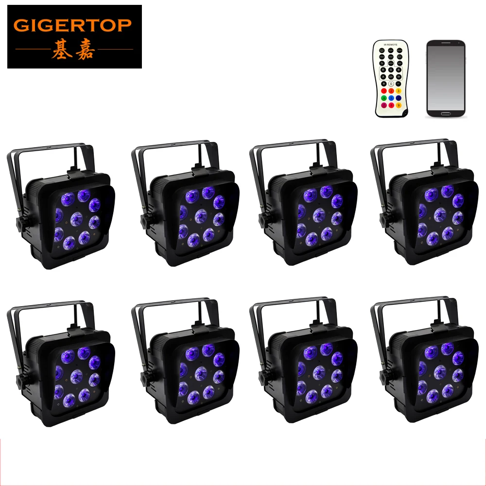 TIPTOP 8 Pack 2016 party disco light 9*18W RGBWAUV wireless battery dmx par lights for holidays light glare shield washer cover