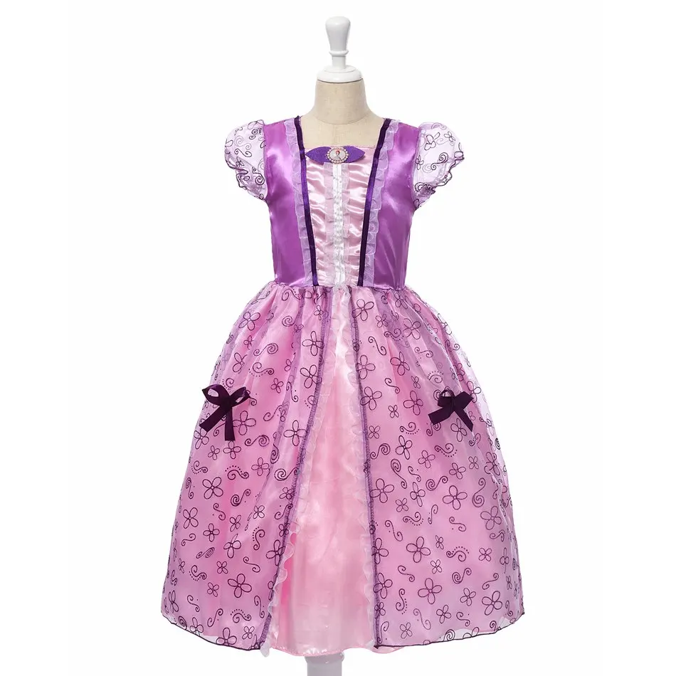 Рапунцель, Золушка, Белоснежка, платья для девочек, летний маскарадный костюм принцессы, детское платье для дня рождения Спящей красавицы Белль