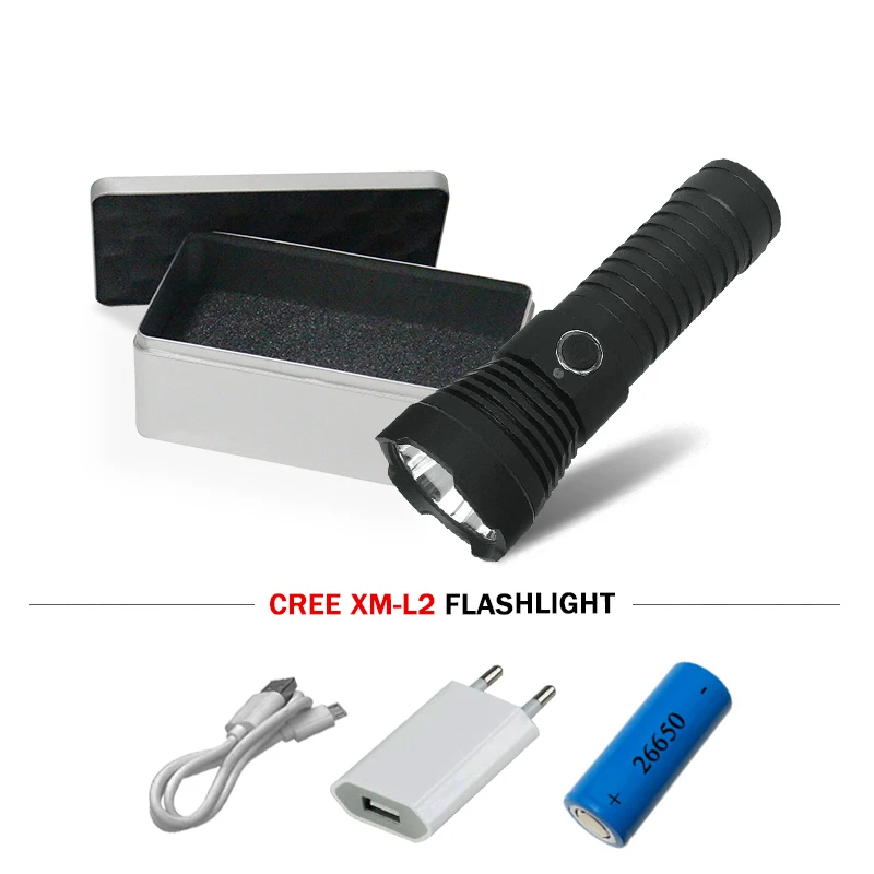 

Powerful led flashlight XM L2 USB flash light 26650 OR 18650 charge battery lanterna militar waterproof Torch linternas zaklamp