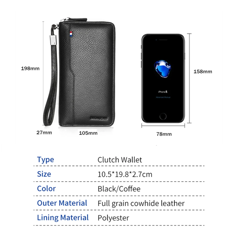 BISON DENIM Real Cow leather Men Wallets Genuine Leather Long Purse For Men RFID Zipper Large Capacity Card Holder Purse W8226 BISON DENIM Real Cow leather Men Wallets Genuine Leather Long Purse For Men RFID Zipper Large Capacity Card Holder Purse W8226