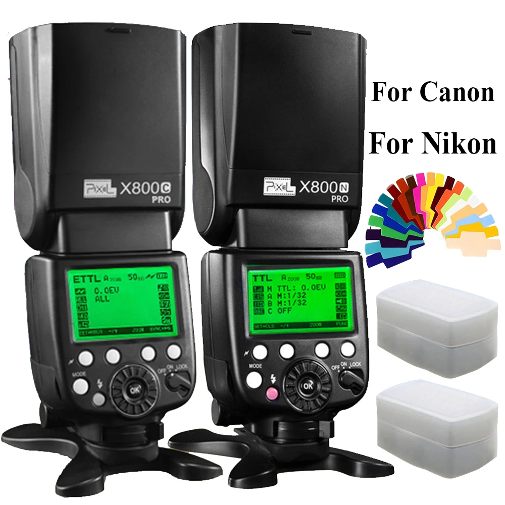 

Pixel X800C X800N PRO 2.4G Radio LCD Display Wireless TTL HSS Flash Speedlight Professional Speedlite Flashgun For Canon Nikon