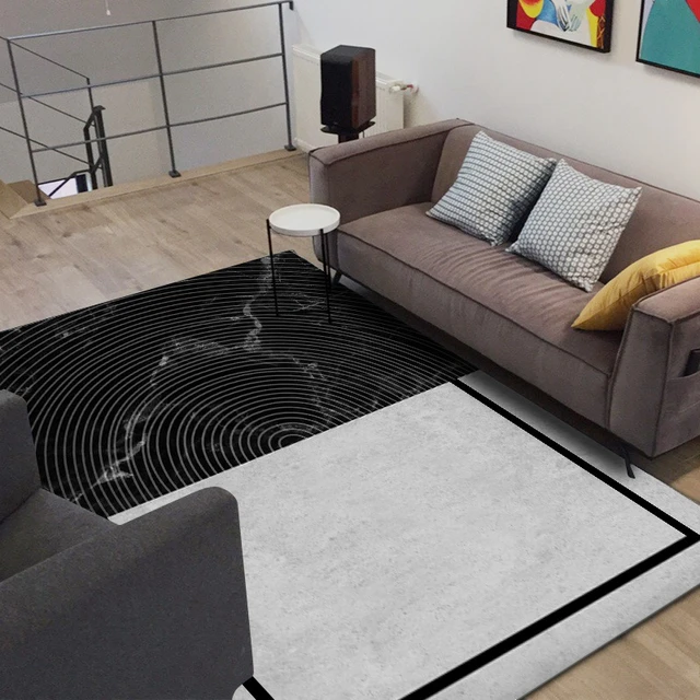 Cheap Nordic Black White Large Carpet Area Rugs Creative Living Room Decor Chair Table Sofa Floor Mat Hallway Kitchen Anti-Slip Tapete
