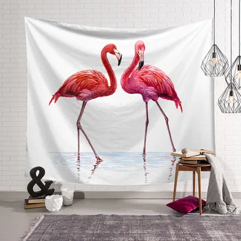 

Couple Flamingos Tapestry Weding Decoration Home Textiles Wall Hanging Fabric Giant Towel Beach