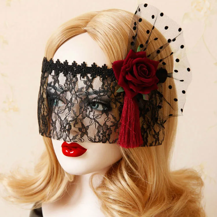 Black lace face cover headdress tiara sexy party ladies sexy gothic ...