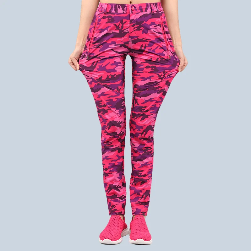 Nueva alta calidad camuflaje deportes elasticidad al aire libre escalada Pantalones de senderismo mujeres camping trekking Pantalones deporte femenino