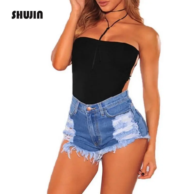 SHUJIN 2018 повседневные летние женские джинсовые шорты модные с высокой талией рваные джинсовые шорты с кисточками женские тонкие шорты для