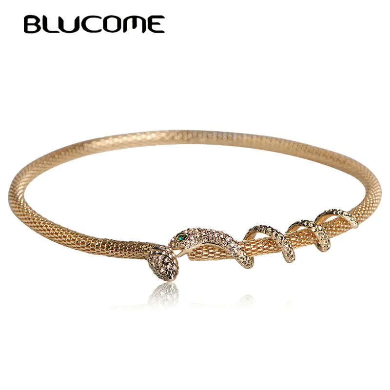 

Blucome Sexy Women Snake Choker Gold Color Metal Jewelry Stainless Steel Necklaces Brand Fashion Style For Holiday Party Gifts