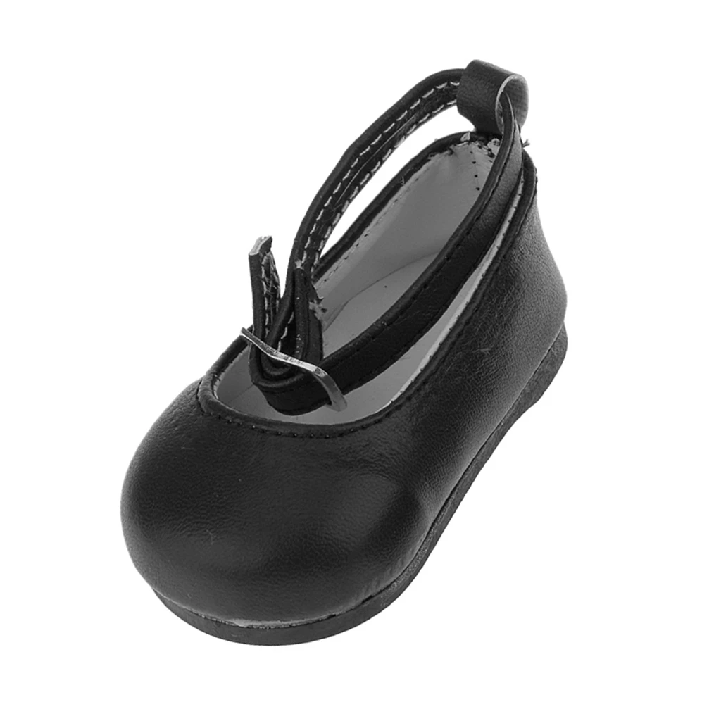 Black Patent Leather Pump Dolly Ballerina Ankle Strap Shoes for 18 inch Girl Doll Clothes Accessories
