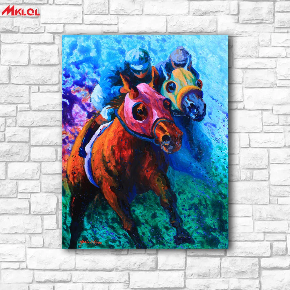جدار الفن شرسة سباق الخيل قماش طباعة رسمت النفط اللوحة ديكور المنزل صورة لغرفة النوم أو غرفة المعيشة لا الإطار