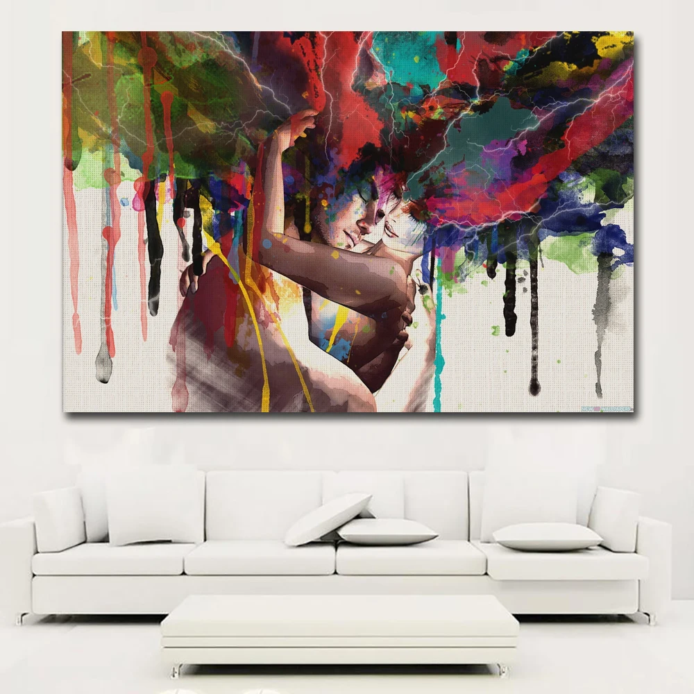  ART Posters Prints Wall Art Canvas Painting Abstract Couple Huging Wall Pictures For Living Room Wall Decoration