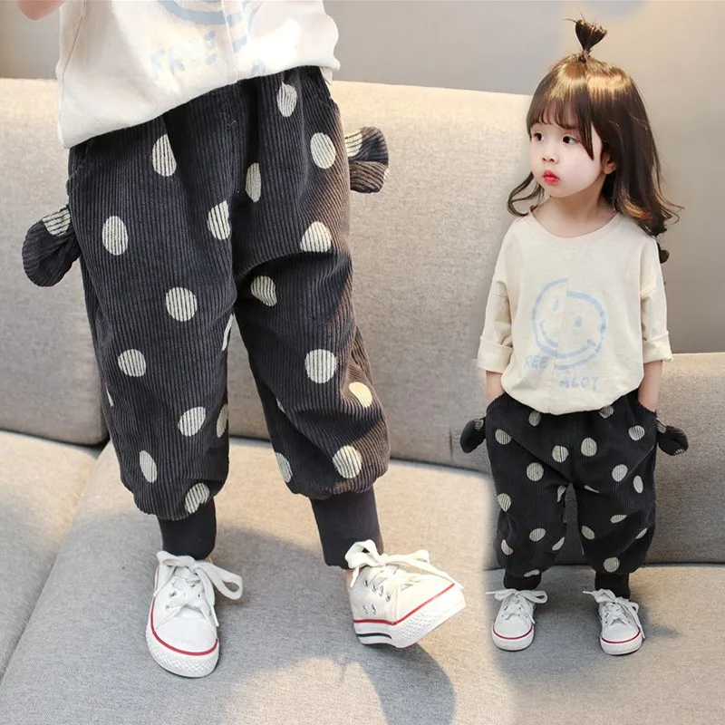 CROAL CHERIE 2018 Winter Autumn Corduroy Pants For Kids Girls Leggings Wide Leg Pants Kawaii Dot Baby Girls Pants Boys Trousers  (3)