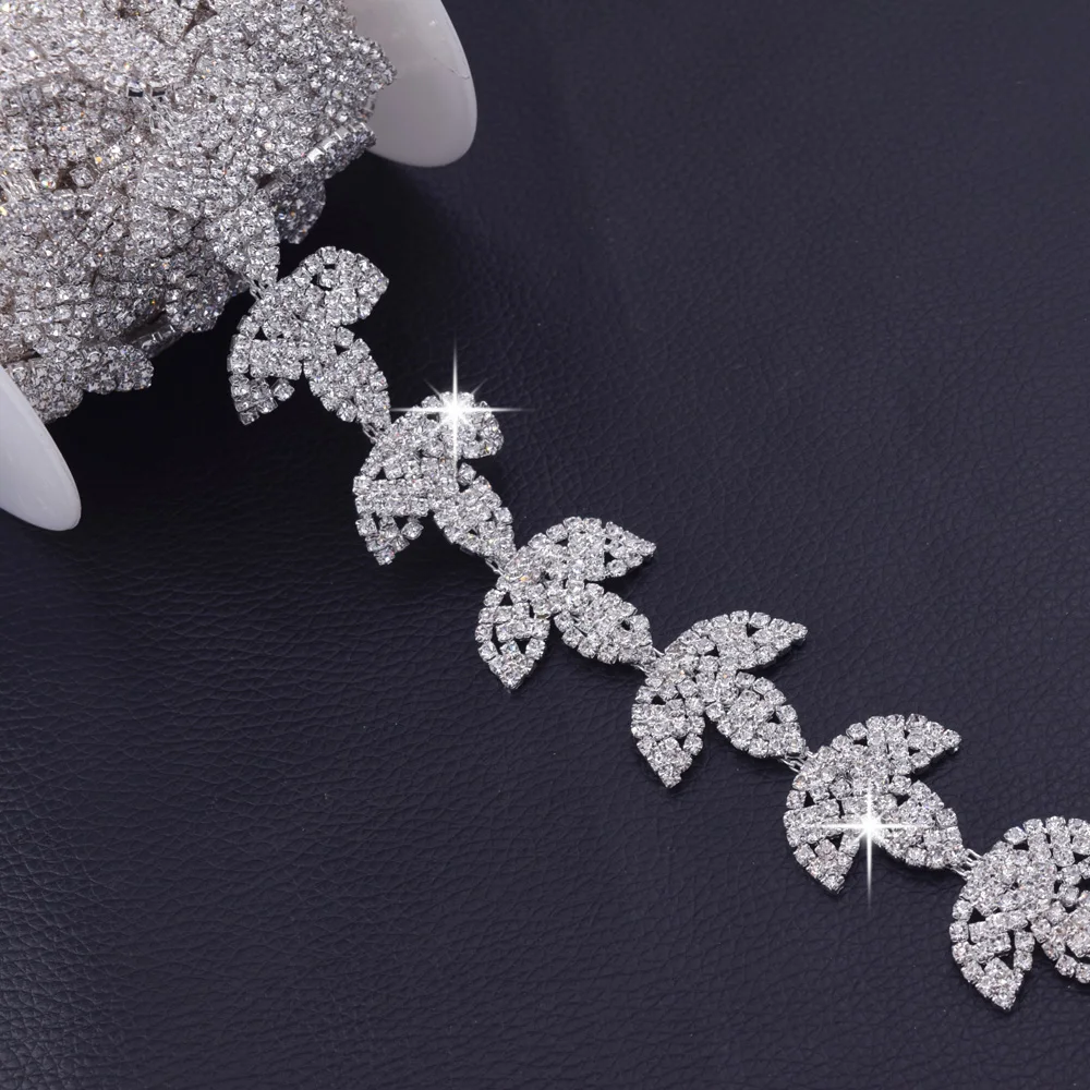 Leaves rhinestone trim HF-3296 (6)