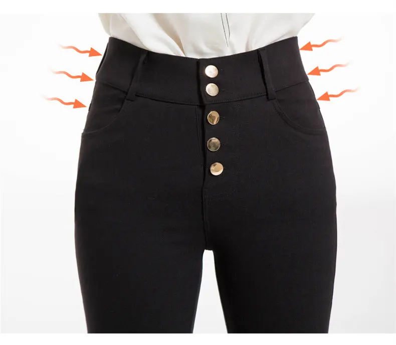 Для женщин s обтягивающие леггинсы с карманами Высокая талия тонкий обтягивающие леггинсы Кнопка повседневное карандаш брюки для девоче