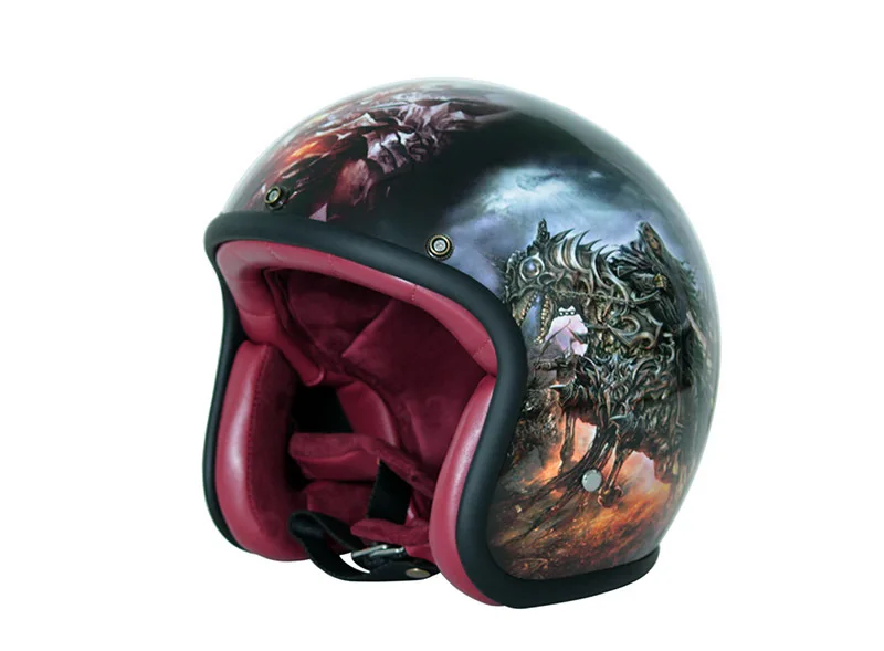

2018 New Motorcycle Helmet For Harley 3/4 Open Face Vintage Helmet Moto Casque Casco Motocicleta Capacete Helmets Devil Knight