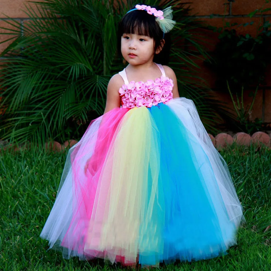 flower girl rainbow dress