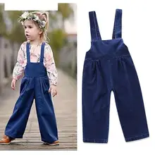 Детские комбинезоны для девочек, новинка года, Летний джинсовый синий костюм-комбинезон, штаны модный детский комбинезон для маленьких девочек, одежда Ov036