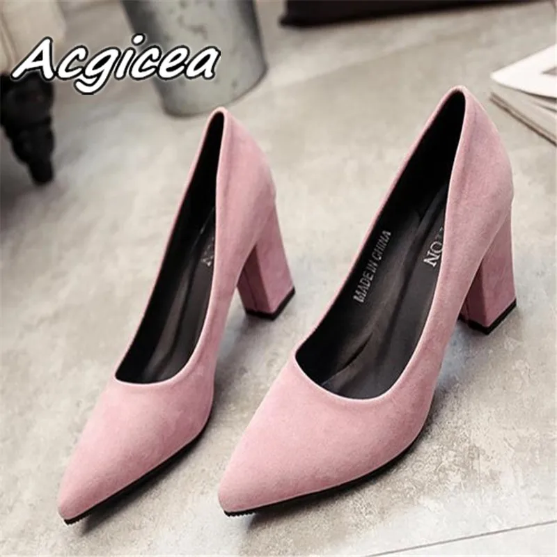 

2019 autumn new Korean version pointed lady sexy high heels black with thick with wild single shoes women shoes s023