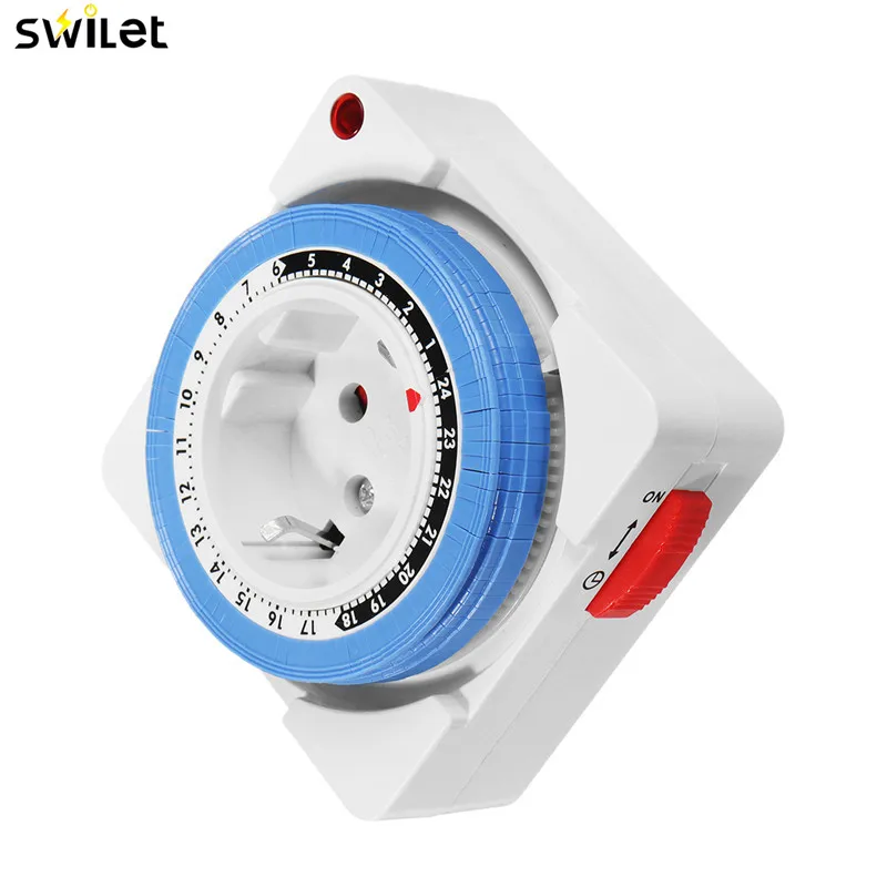 Buy SWILET 24 Hour Timer Socket 230V 16A Electrical Mechanical Timer Plug Wall