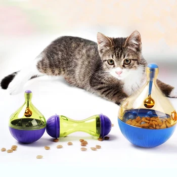

Cat Bowl Food Feeders Interactive Toy Tumbler Kittens Cat Playing Toys Dog Feeder Ball Pet Training Exercise Product Supplies