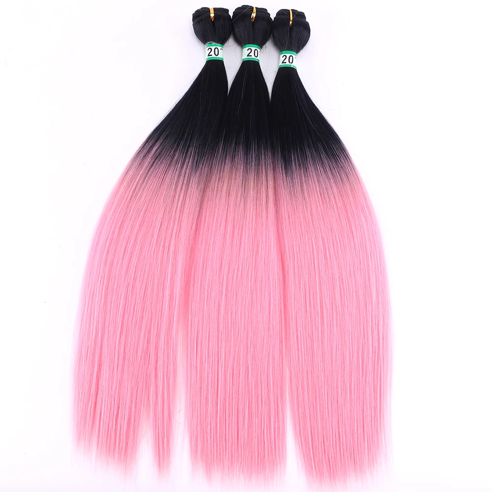 Доступны Омбре волосы черный светильник розовый прямые синтетические волосы ткачество
