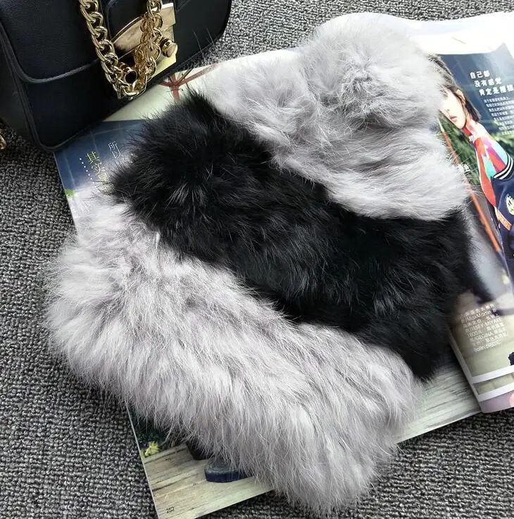 

Women's natural rabbit fur knitted contrast color Hats kids winter thicken warm fashion parent-child Skullies & Beanies TB380