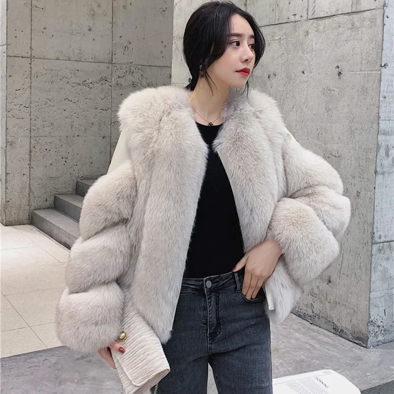 

2019 Autumn And Winter New Imported Whole Skin Fox Fur Grass Short Female Coat Fashion Mink Coat Was Thin Party Travel Fur Coat