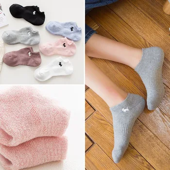 

Spring and summer new cotton women's socks solid color leisure boat socks sweat invisible socks