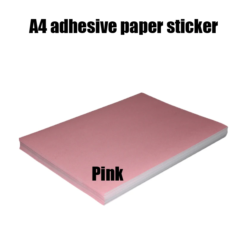 100 sheets pink A4 adhesive paper sticker printable with laser and