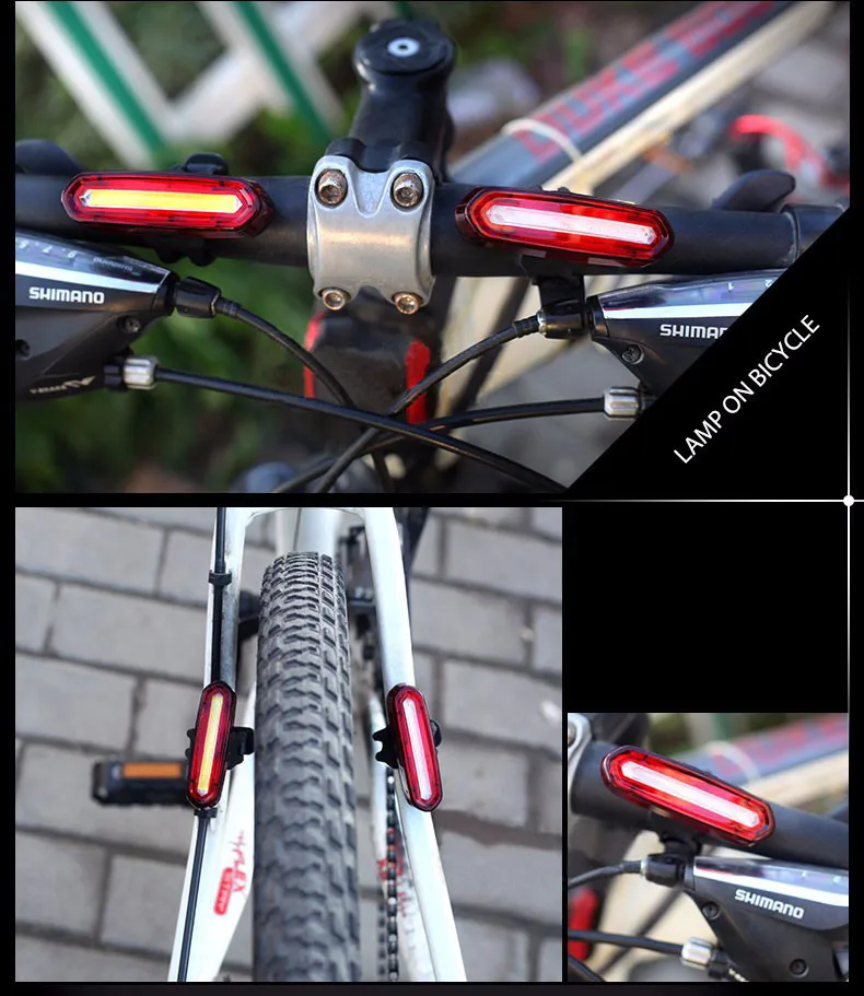 Top Deemount 100 LM Rechargeable COB LED USB Mountain Bike Tail Light Taillight MTB Safety Warning Bicycle Rear Light Bicycle Lamp 13