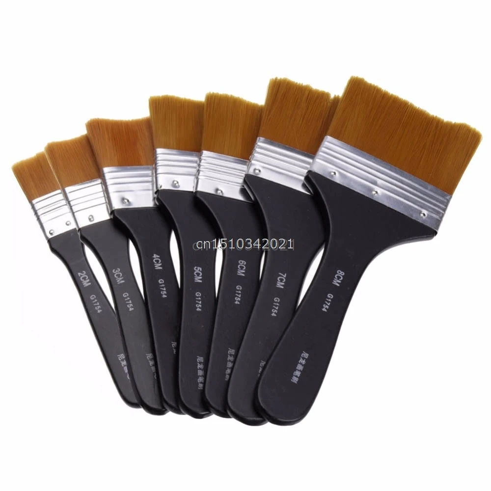 

7 Models Paint Brush Flat Tips Artist Brush Oil Painting Drawing Nylon Hair Paint Art Pen