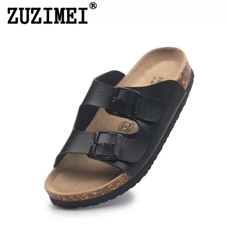 

New Summer Unisex Beach Cork Slippers Casual Double Buckle Clogs Slides Women Men Slip on Flip Flop Shoe Plus Size 35-45