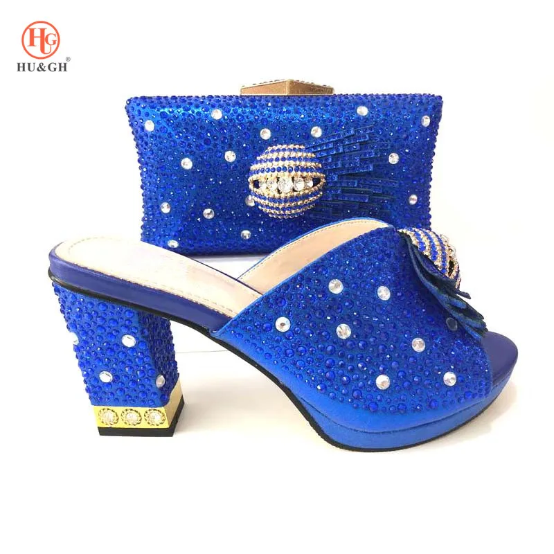 

Latest Summer Design Italian Shoes with Matching Bags Set Royal Blue Color for Wedding Party In Women Shoes and Bag Set African
