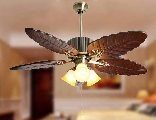 Modern American Style Wood Palm Leaf Ceiling Fan Light Living Room Modern American Style Wood Palm Leaf Ceiling Fan Light Living Room Lamp Fixture