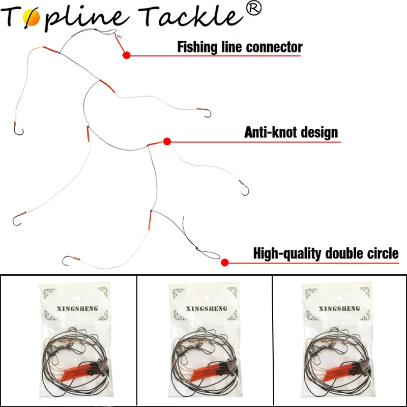 

Topline Tackle High Carbon Steel String Hook with 5 Small Hook Rigs Swivel Fishing Tackle Lures Bait Pesca Fishhooks