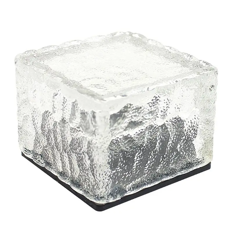

Waterproof Solar Power LED Road Light Crystal Glass Ice Brick Shape Ground Lamp Garden Yard Decoration