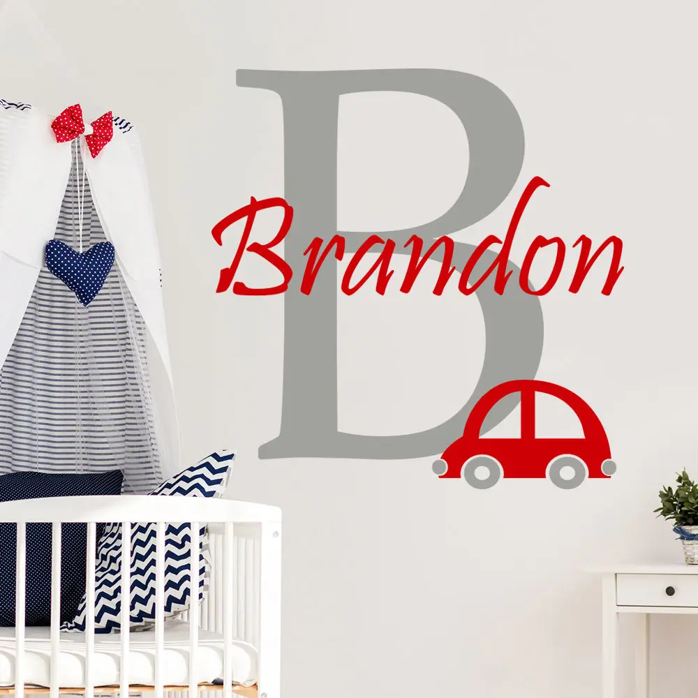 Boys name wall decal personalized name wall sticker auto car decal