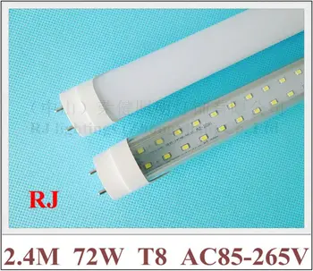

G13 LED tube fluorescent tube SMD2835 2 rows new design T8 2400mm 2.4M 8FT SMD 2835 384led 72W T8 G13 super bright CE 8000lm