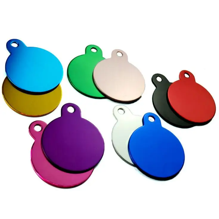 

Wholesale 10Pcs Round An-ti Loss Dog ID Tags Personalized Engraving Pet ID Tags Tag Cat Aluminum Customized Name Address Phone T