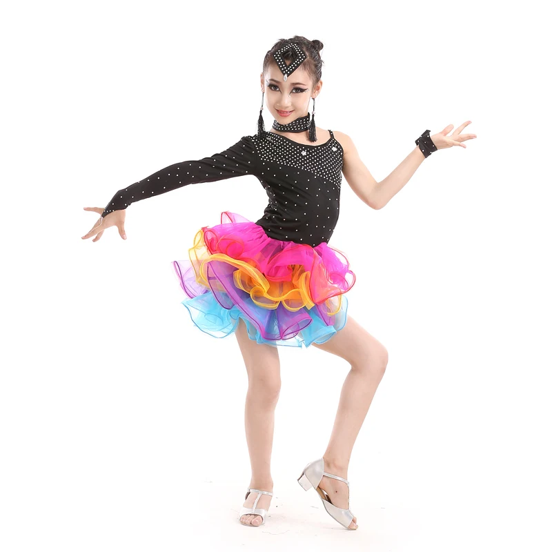 Пикантные Длинные рукава с кружевом танцевальный костюм для девочек дети бальный танцы латинские платья для конкурсов платье Одежда для латиноамериканских танцев одежда для танго для девочек