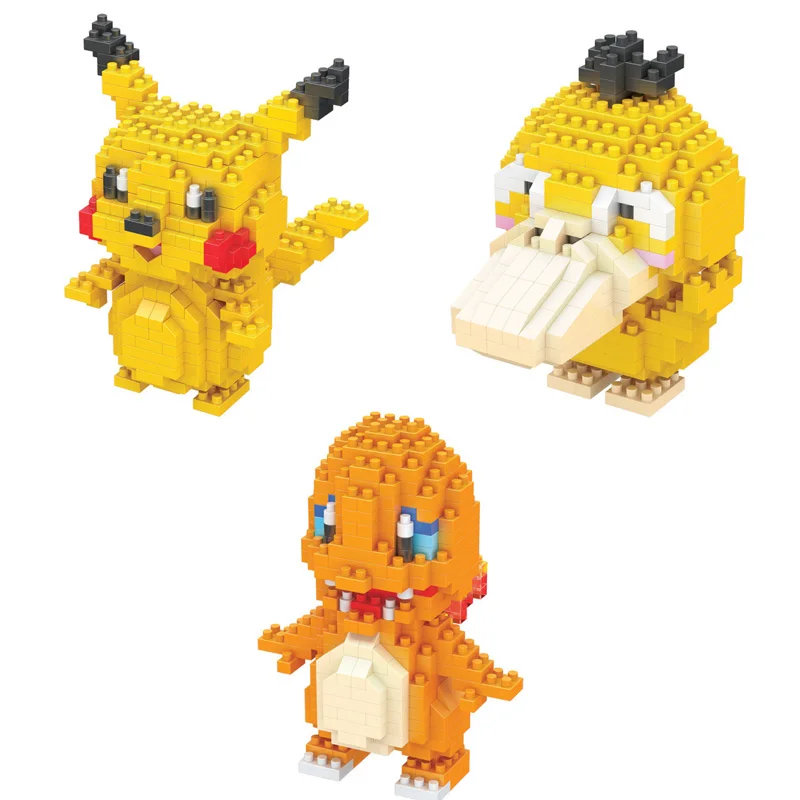 

Hot Anime game image poke micro diamond building block Nintendoes Pikachu Charmander psyduck nano bricks toys for gifts