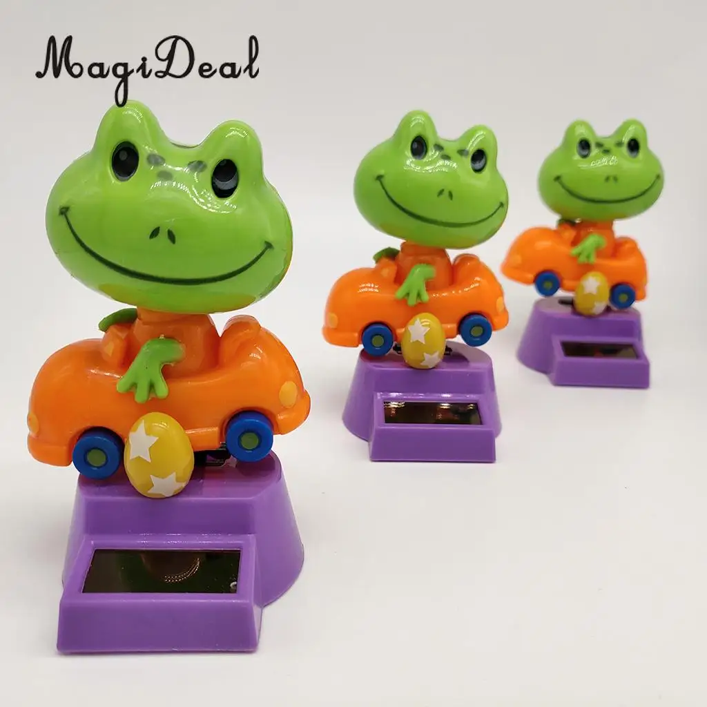 Cartoon Solar Powered Frog Driver Animal Figurine - Dancing Swing Model Kids Educational Toy Car Desk & Festival Decor