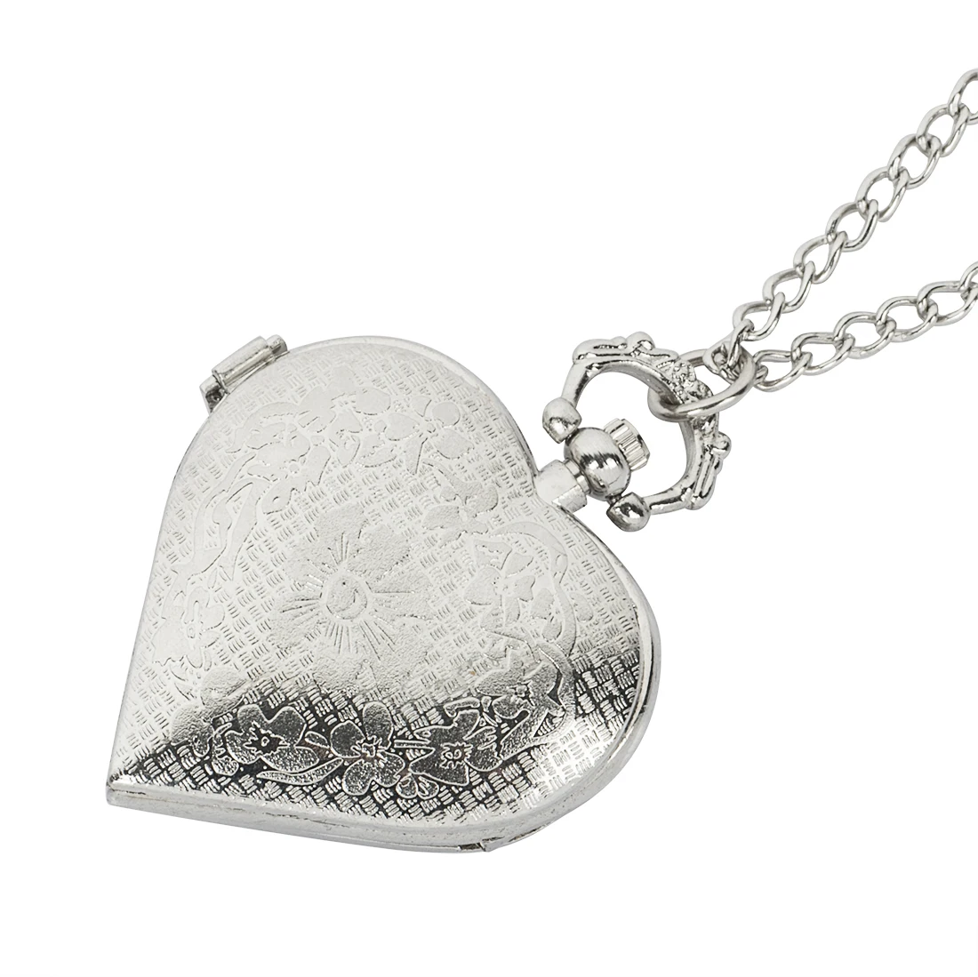 Elegant Hollow Heart Shape Quartz Fob Pocket Watch With Sweater Necklace Chain Gift To Women Girls 5