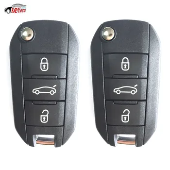 

KEYECU 2 Pcs/lot New Remote Key Keyless Fob 3 Button 433MHz With ID46 Chip Inside for Peugeot 508 Uncut