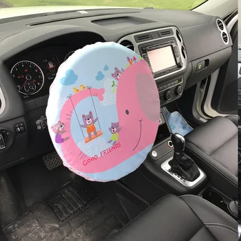 

38cm Car Steering Wheel Cover with Sun Protection Foldable Multifunction Cartoon Car Steer Protection Car Interior Decoration