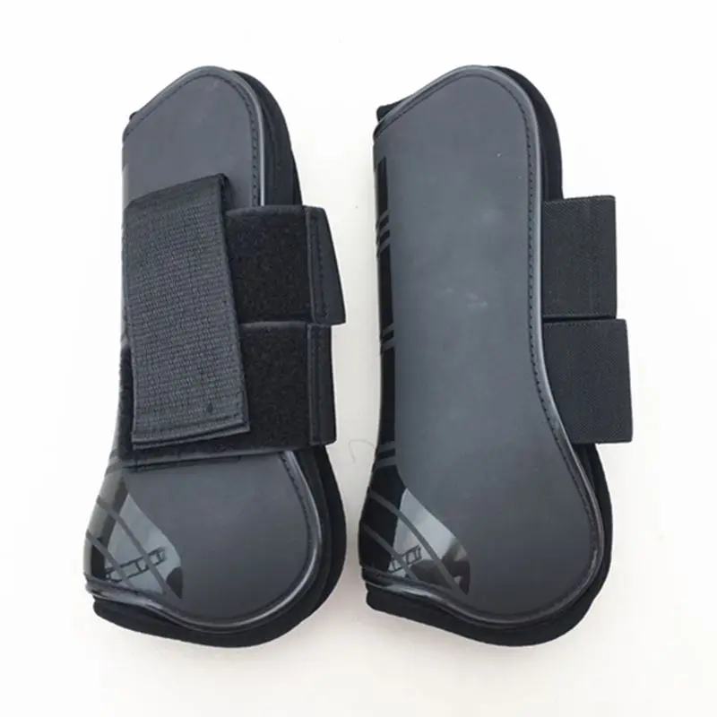 Лошадиные сапоги для поврежденного сухожилия полиуретановая оболочка Неопреновая подкладка прыжки защитные сапоги - Цвет: black fornt boots