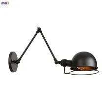 IWHD Black Swing Long Arm LED Wall Light Fixtures Home Lighting Iron Edison Industrial Wall Lamp Vintage Sconce Luminaire iwhd swing long arm wall light up down vintage glass wall lamp led bedroom iron wandlamp home lighting edison bulb light